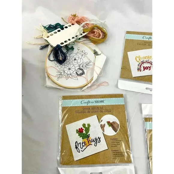 Lot of 7 Crafter's Square Cross Stitch Kit Butterfly Joy Heart Peace Flower - Picture 3 of 7